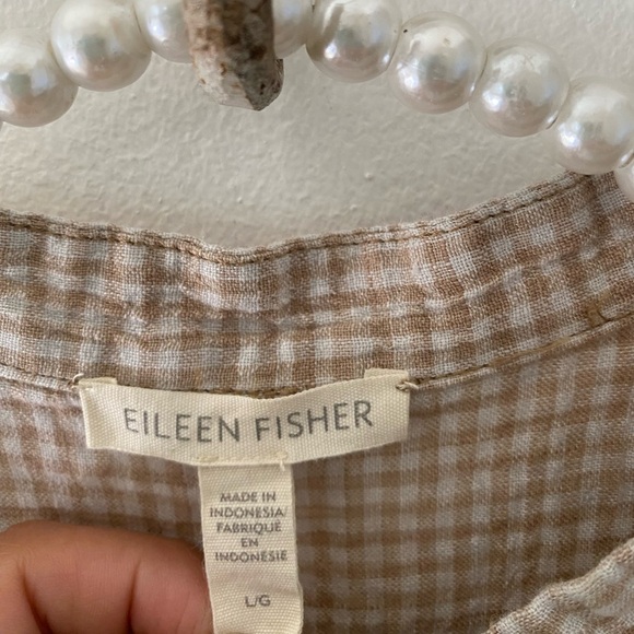 Eileen Fisher Cream100%linen Sleeveless Blouse Sleeveless Button-Up Shirt L/G - Picture 7 of 13